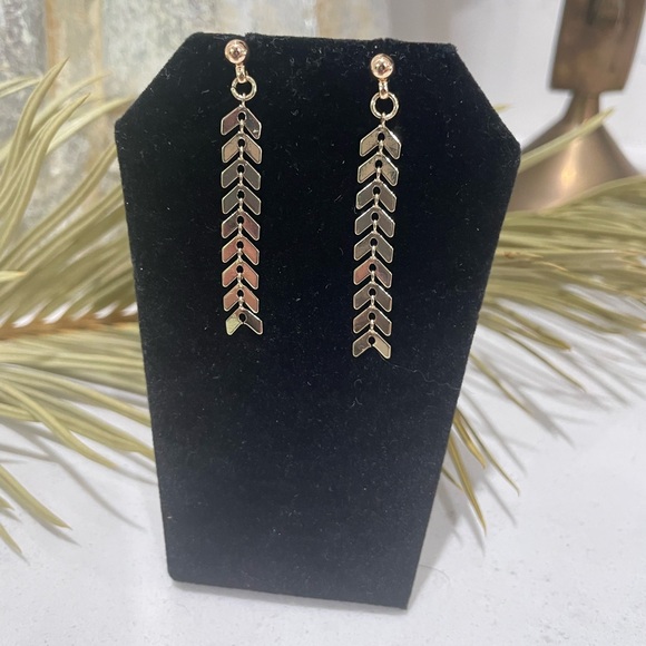 Gold Dangle Earrings with 18k Gold Plated Stud - Picture 2 of 2